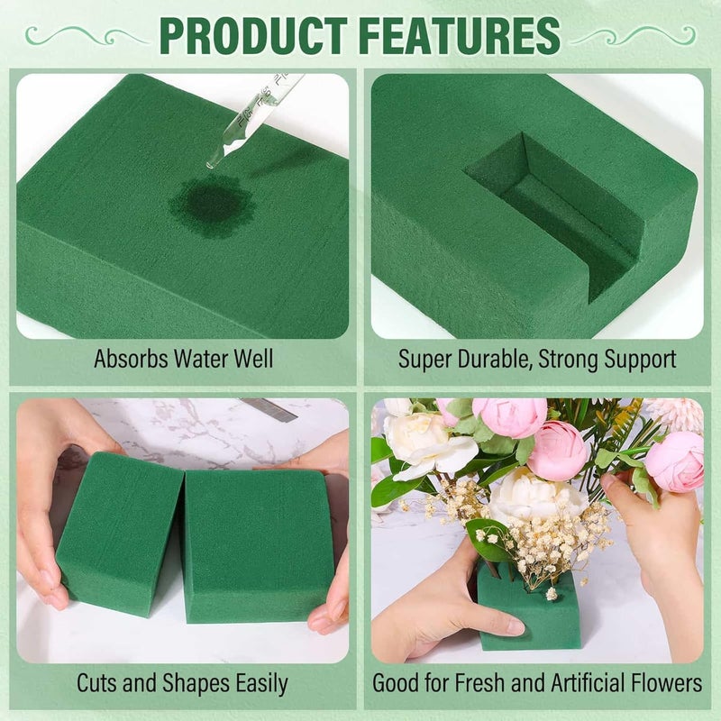 Audab 6 Pcs Floral Foam Blocks for Flower Arrangement, Wet and Dry Green Floral Foam for Wedding, Birthdays, Home Decorations (Small Size 5.5” L x 3.1” W x 1.7” H) - Image 3